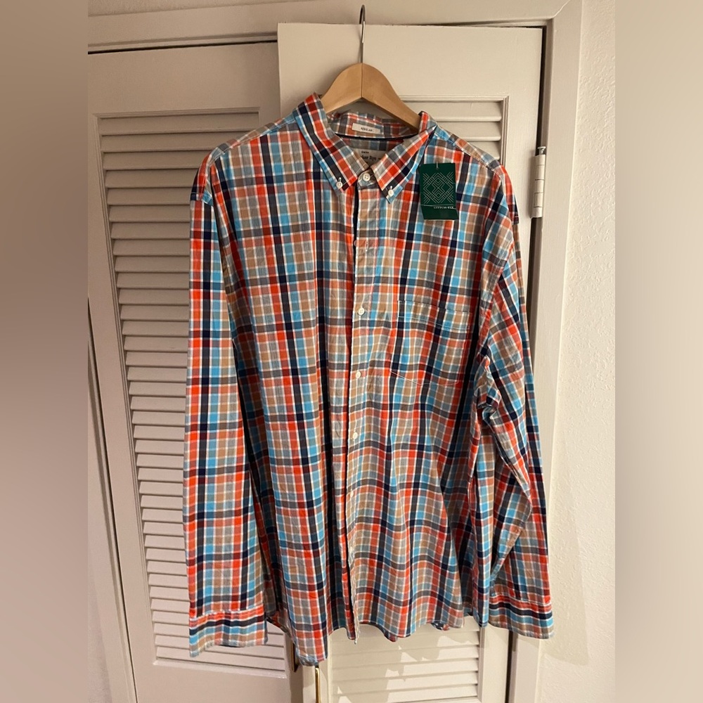 *NWT* Hawker Rye orange check woven shirt.